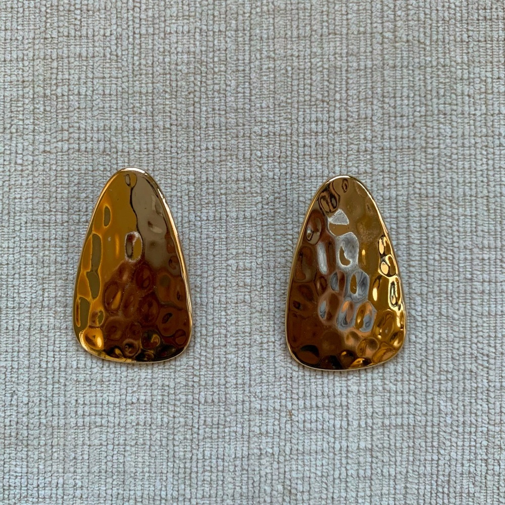 Hammered Gold Statement Mod Drop Earrings